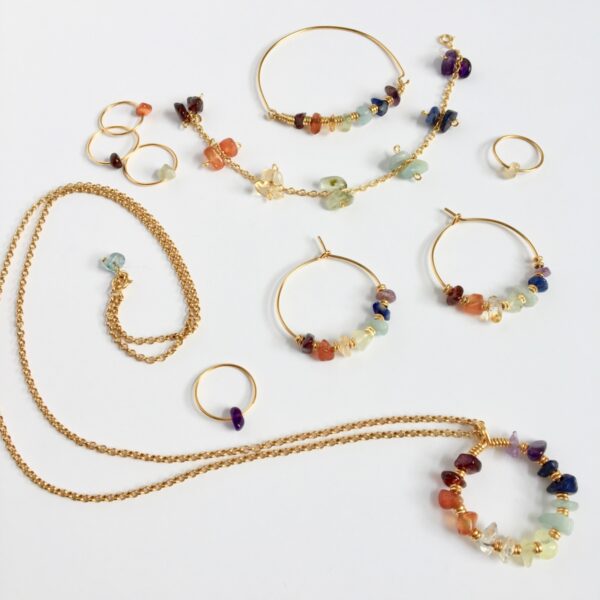 Long Necklace Pendant 7 Chakras Gold