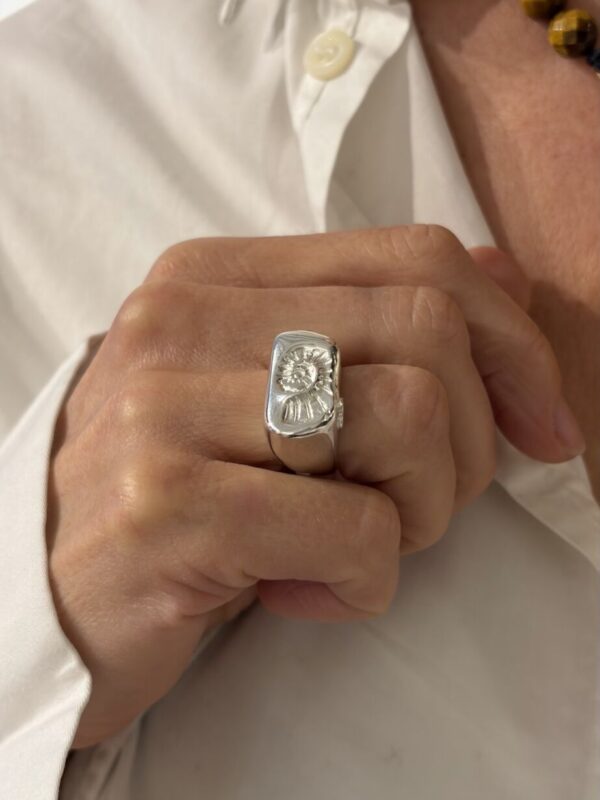 Bague Chevalière Calypso . Argent