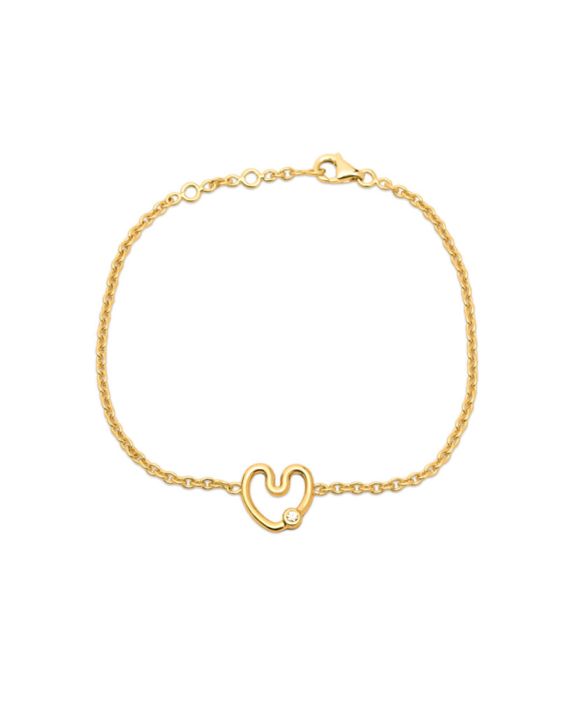 Bracelet chaîne Coeur Amour Serti Diamant