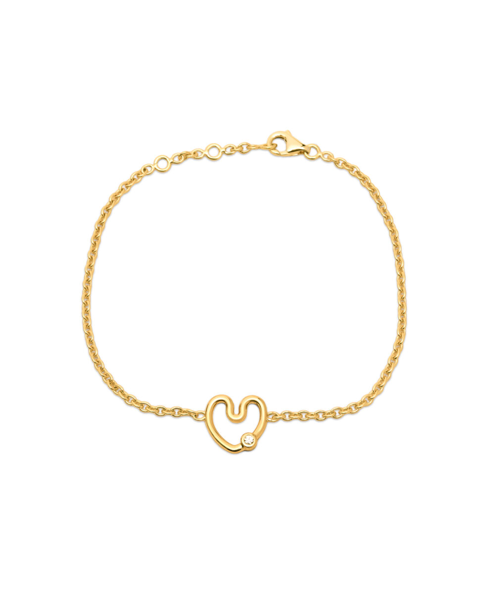 Bracelet chaîne Coeur Amour Serti Diamant