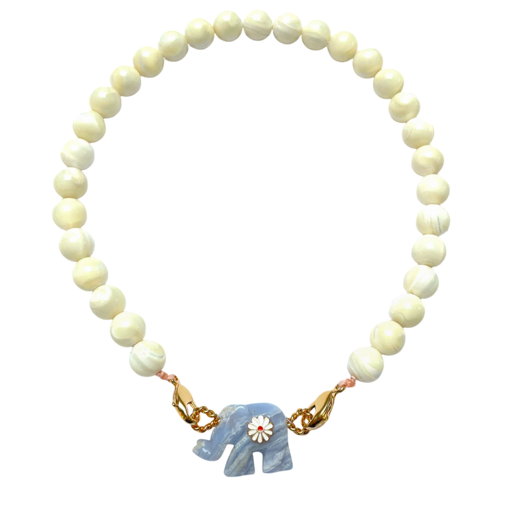 Necklace Chalcedony Elephant