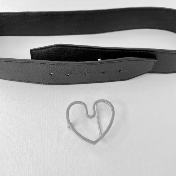 Ceinture Coeur Cuir . Argent