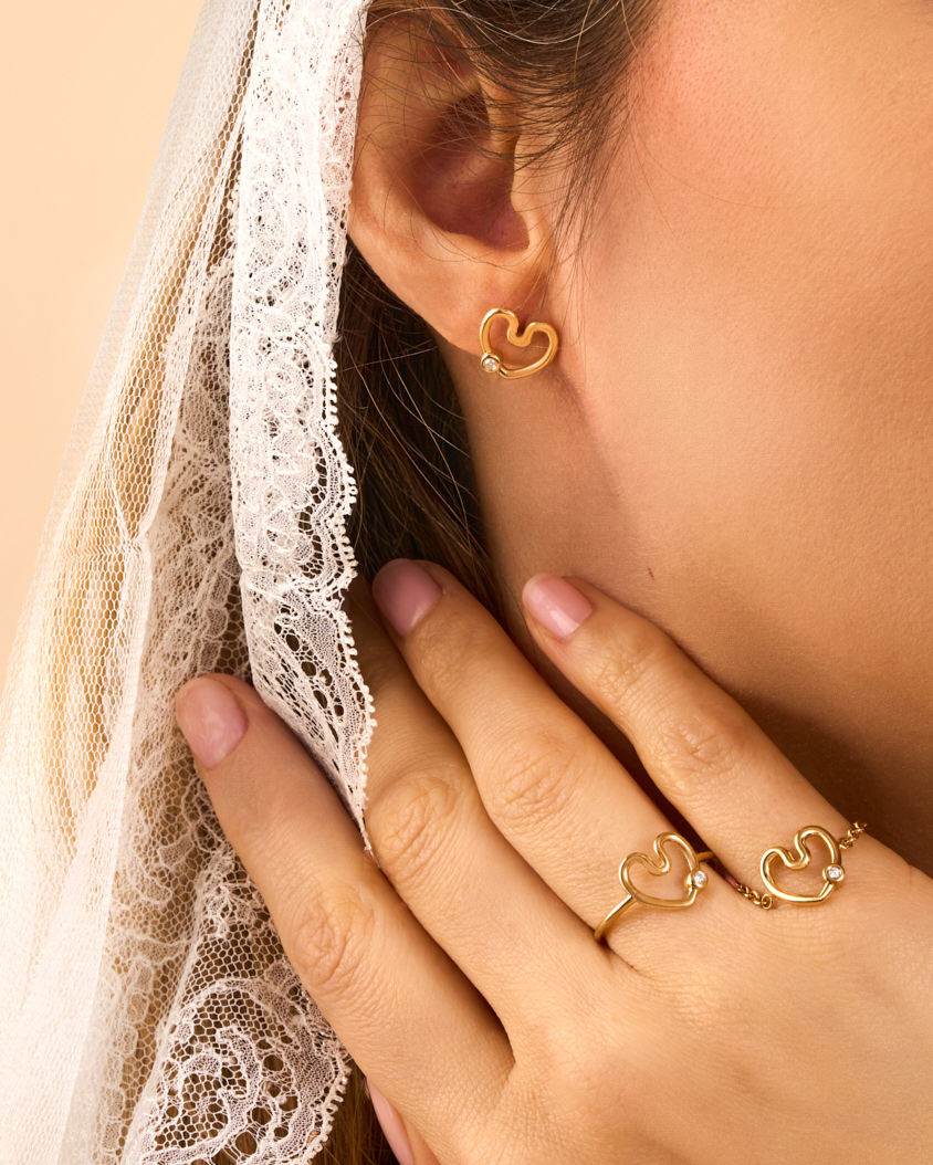 Bague Chaîne Coeur Amour Serti Diamant