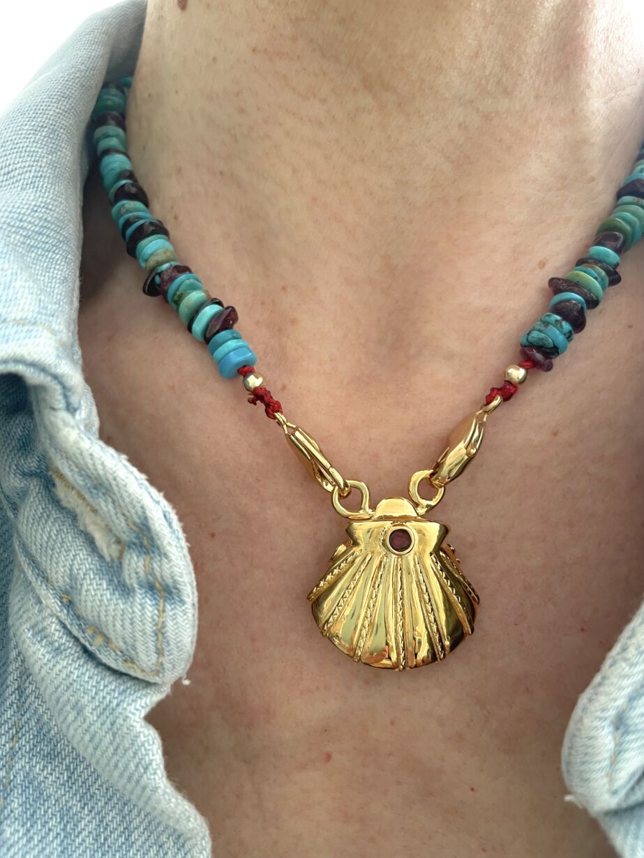Collier Grenat Turquoise My Secret Shell