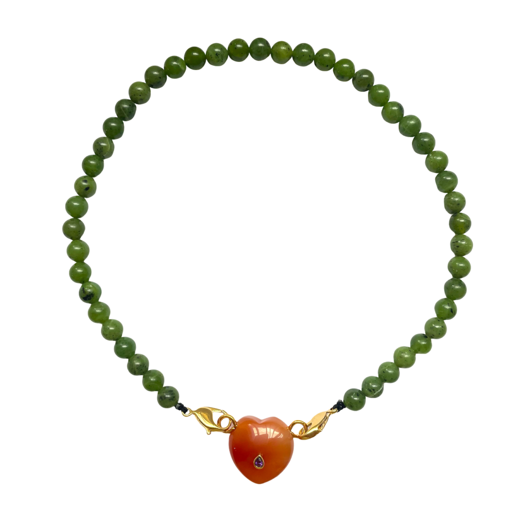 Necklace Heart Carnelian Jade