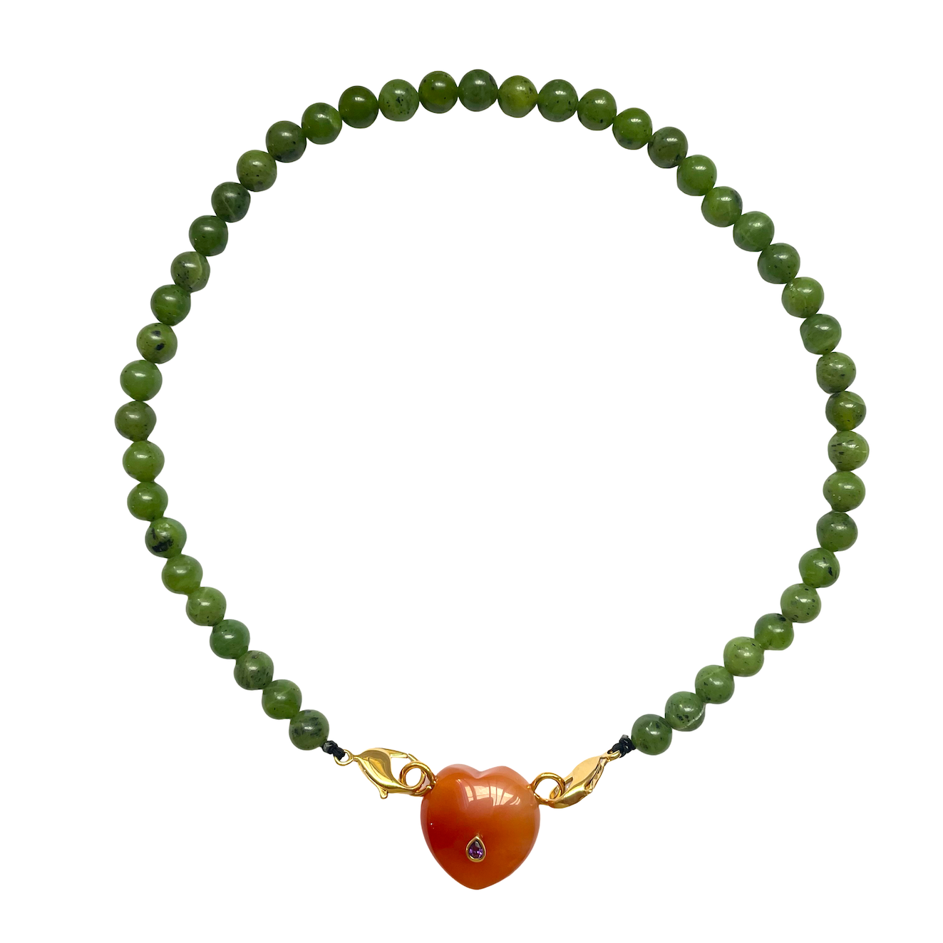 Collier Coeur Cornaline Jade