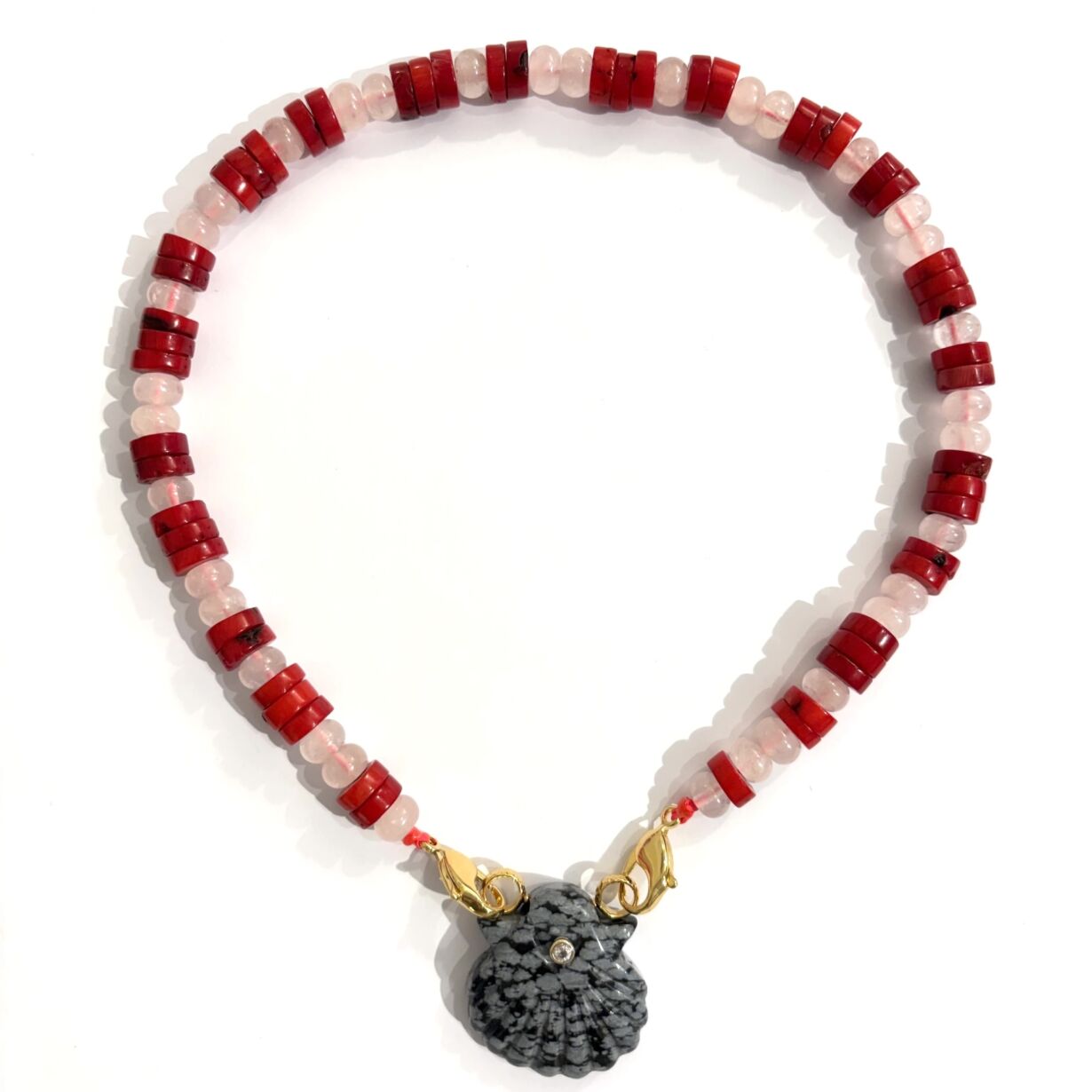 Collier Minorque Obsidienne Bambou de mer