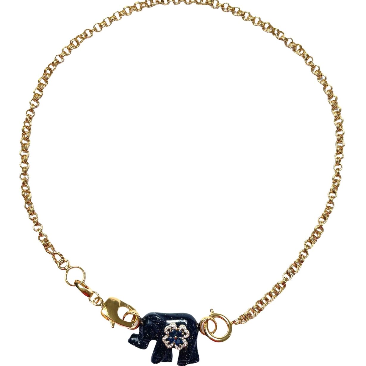 Collier chaine Elephant Bleu