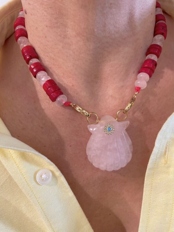 Collier Naya Pink Quartz Bambou
