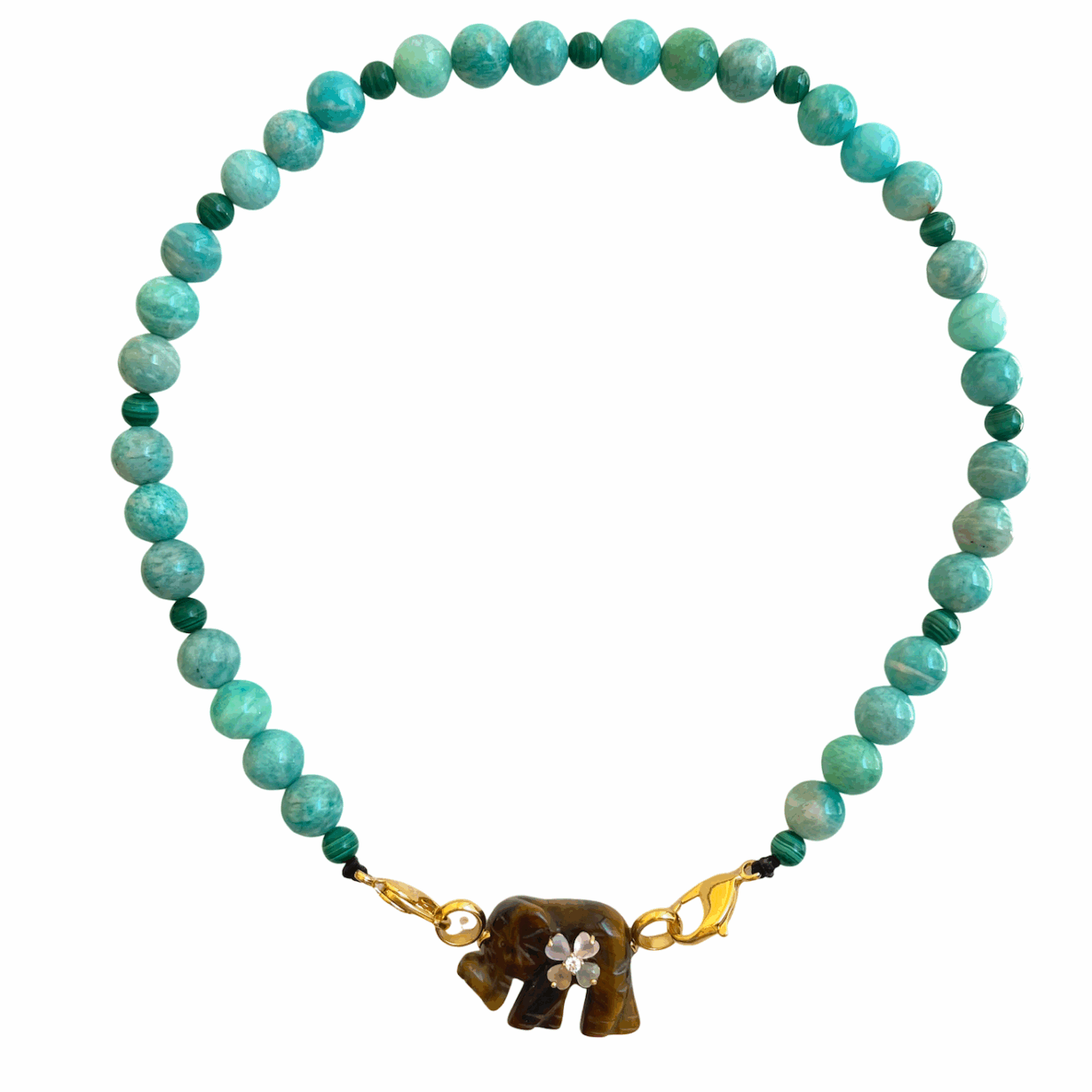 Collier Oeil de Tigre Eléphant - Amazonite