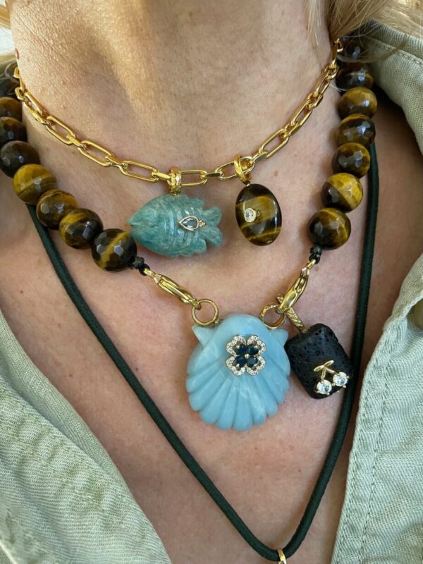 Pendentifs Poissons - Cristal . Citrine . Lapis Lazuli...