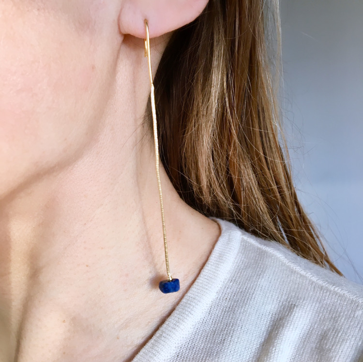 Boucles D'oreilles Longues Marine