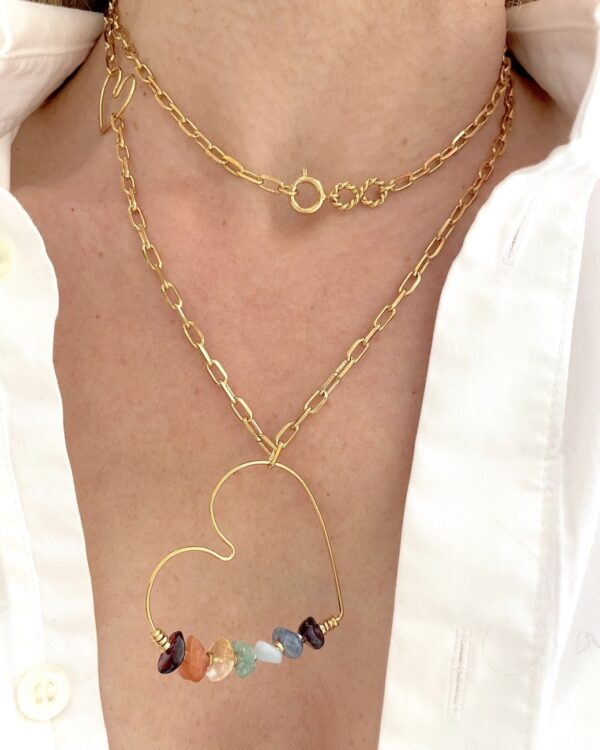 Long Necklace Cœur 7 Chakras