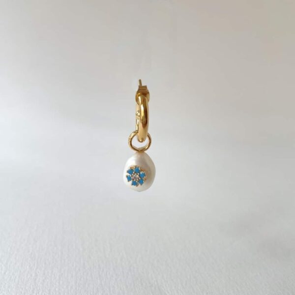 Mono hoop earring with Freshwater Pearl pendant . 3 options