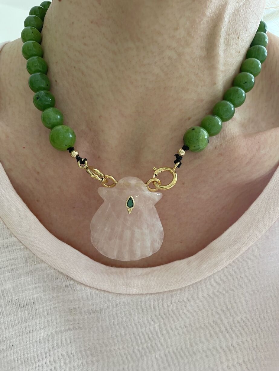 Collier Naya Jade & Quartz Rose