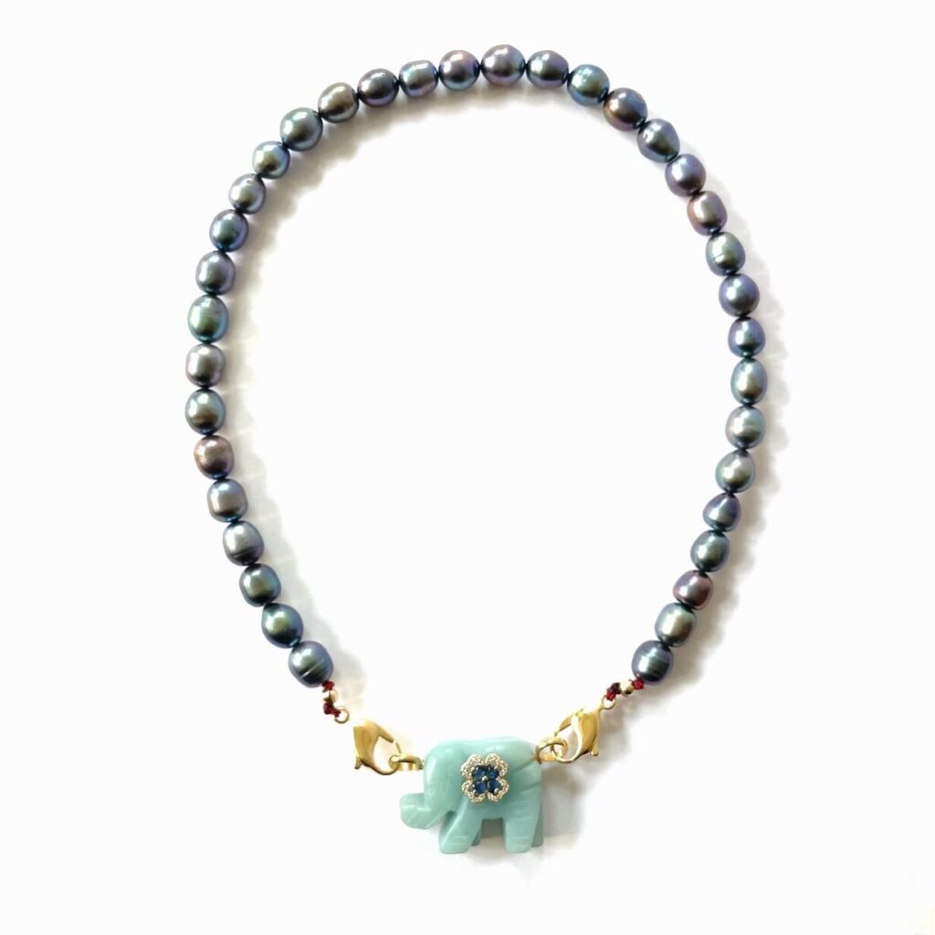 Necklace Blue Elephant