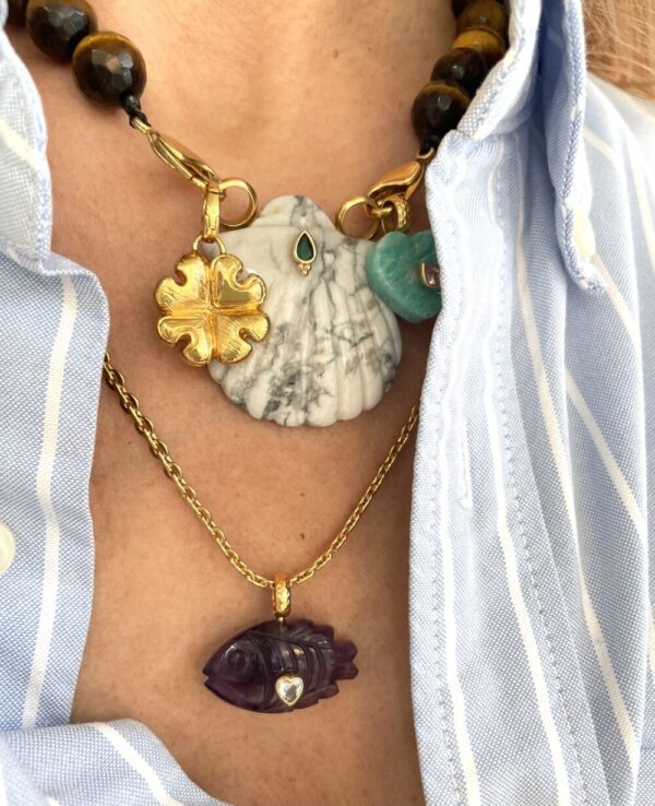 Pendentifs Poissons - Cristal . Citrine . Lapis Lazuli...