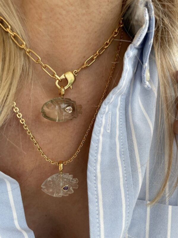 Pendentifs Poissons - Cristal . Citrine . Lapis Lazuli...