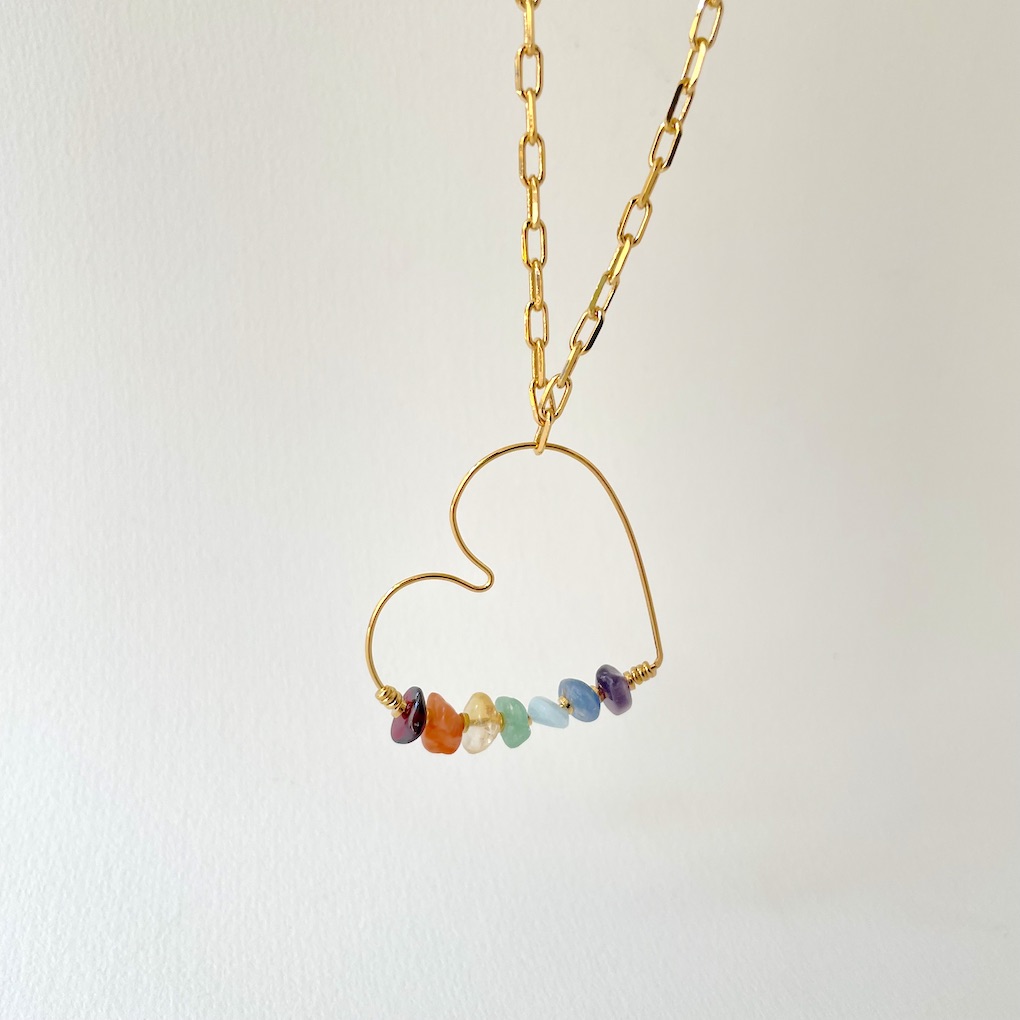Long Necklace Cœur 7 Chakras