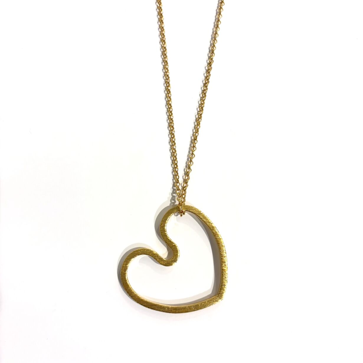 Collier sautoir Coeur Amoureux Texturé - XL - Or . Argent