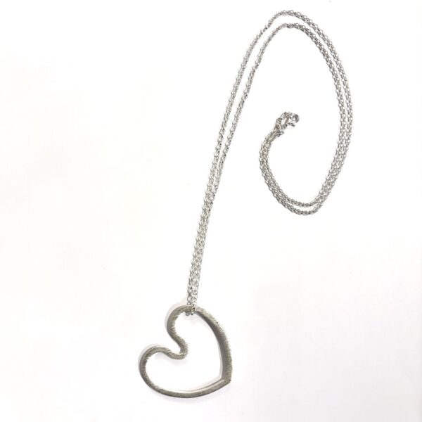 Collier sautoir Coeur Amoureux Texturé - XL - Or . Argent